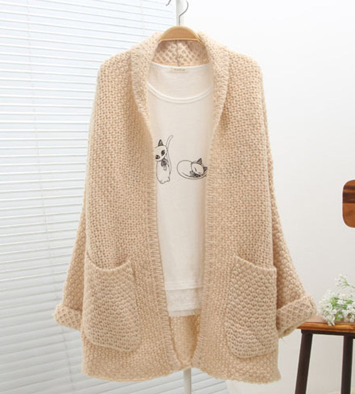Damen Grobstrick-Cardigan mit offenen Kanten und praktischen Taschen Drune