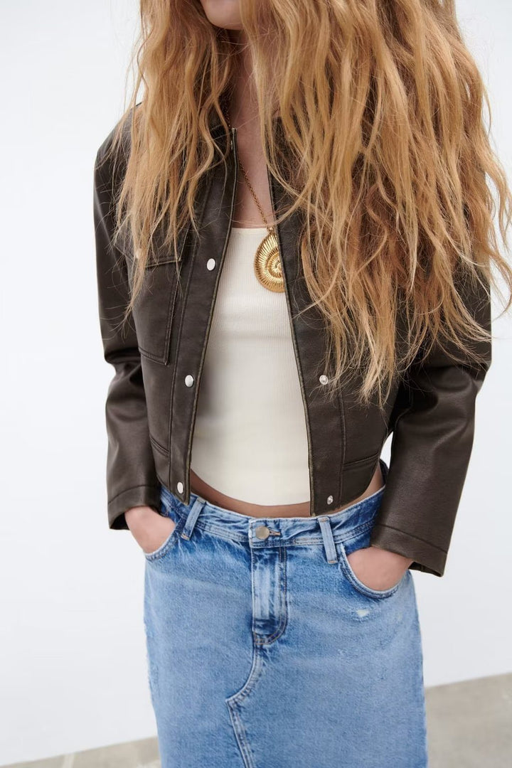 Drune | PU-Lederjacke - Modern Edge - Strukturierte Passform - Von lässig bis schick Styling