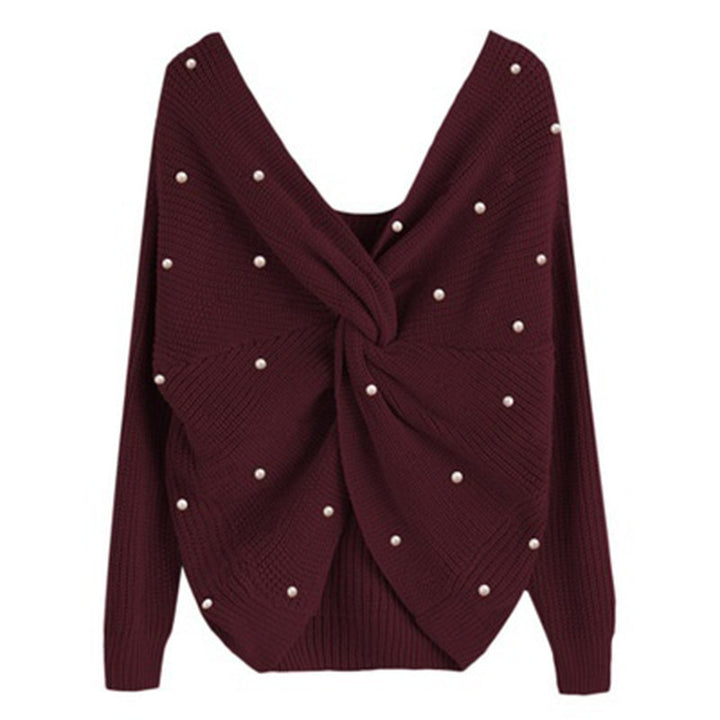 Damen Strickpullover mit Twist-Detail und Perlenbesatz Drune