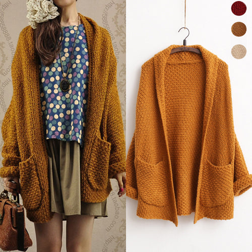 Damen Grobstrick-Cardigan mit offenen Kanten und praktischen Taschen Drune
