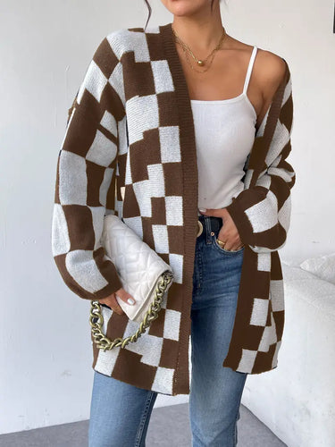Drune | Karierter Strickcardigan