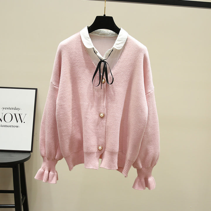 Damen Strickjacke mit eleganten Perlenknöpfen Drune