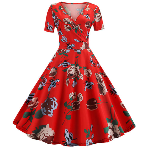 Damen Wickelkleid mit floralem Muster und schmeichelnder A-Linien Silhouette Drune
