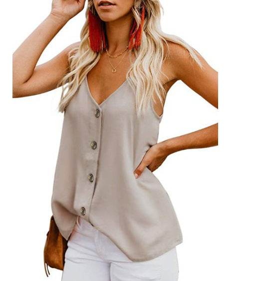 Damen Top mit Knopfdetail und verstellbaren Spaghettiträgern Drune