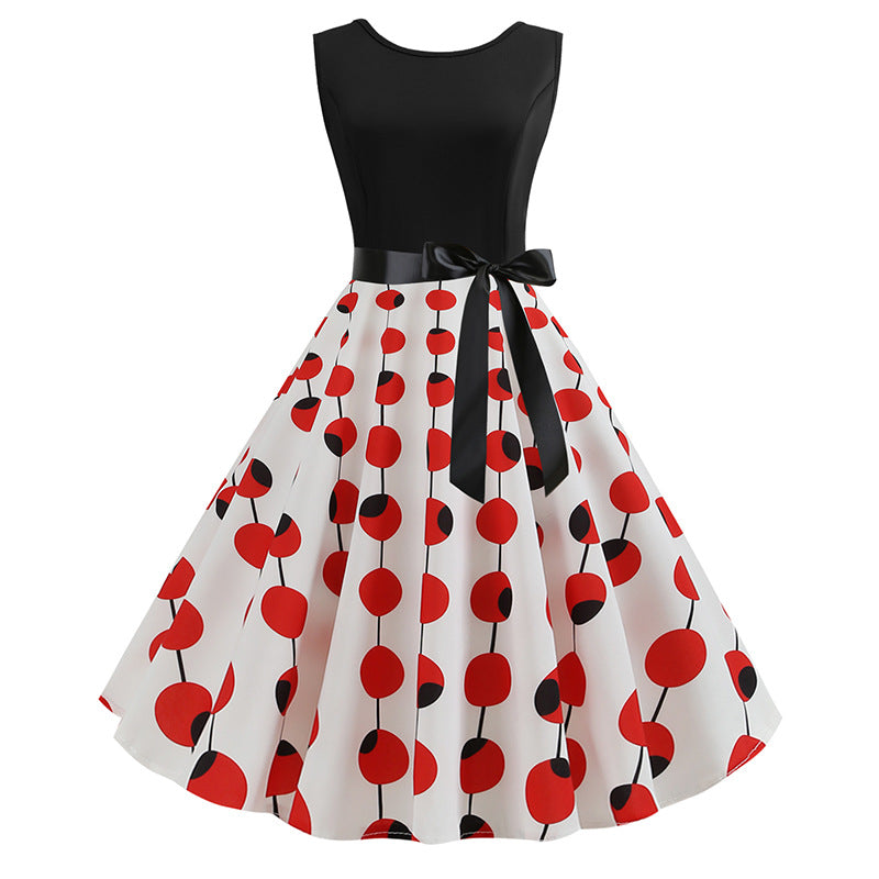 Damen Swingkleid mit polka-dots Muster und breitem Rock Drune