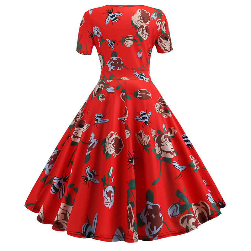 Damen Wickelkleid mit floralem Muster und schmeichelnder A-Linien Silhouette Drune