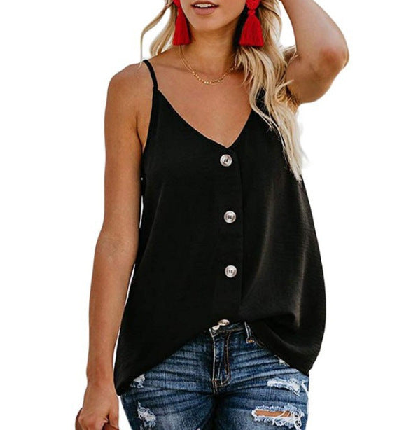 Damen Top mit Knopfdetail und verstellbaren Spaghettiträgern Drune