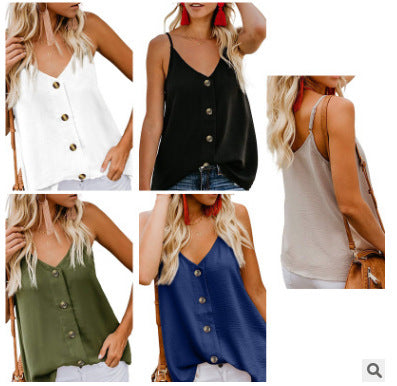 Damen Top mit Knopfdetail und verstellbaren Spaghettiträgern Drune