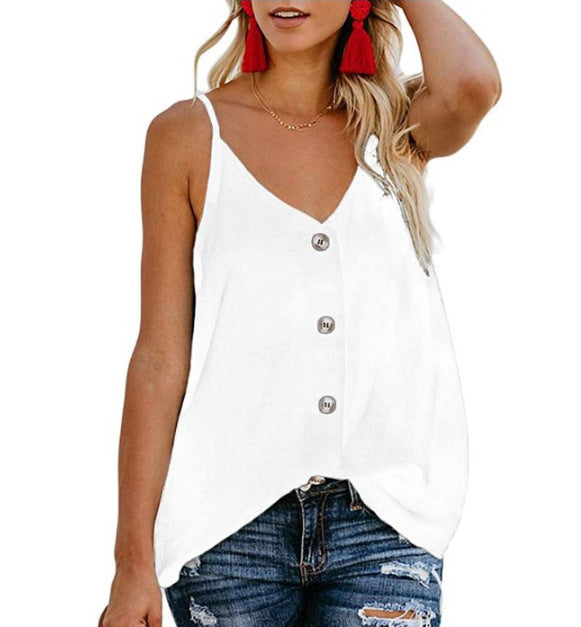 Damen Top mit Knopfdetail und verstellbaren Spaghettiträgern Drune