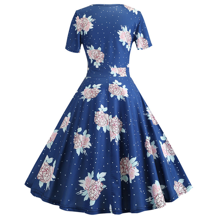 Damen Wickelkleid mit floralem Design und Punkten Drune