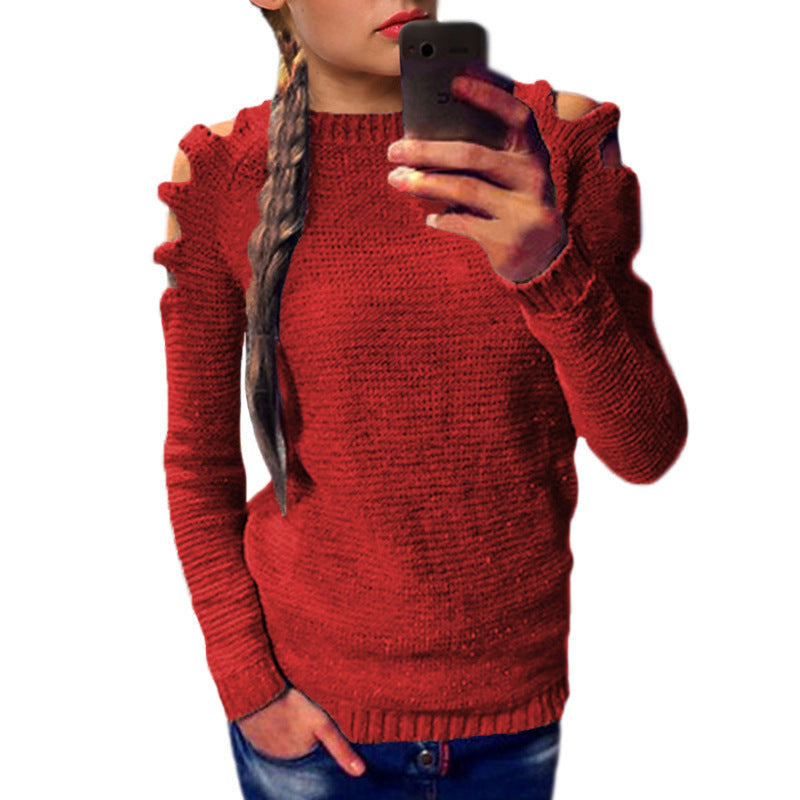 Damen Strickpullover mit asymmetrischen Cut-Out-Details und lässigem Schnitt Drune