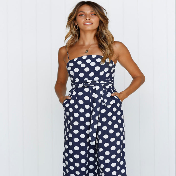 Damen Jumpsuit mit weitem Bein und dekorativem Bindegürtel Drune