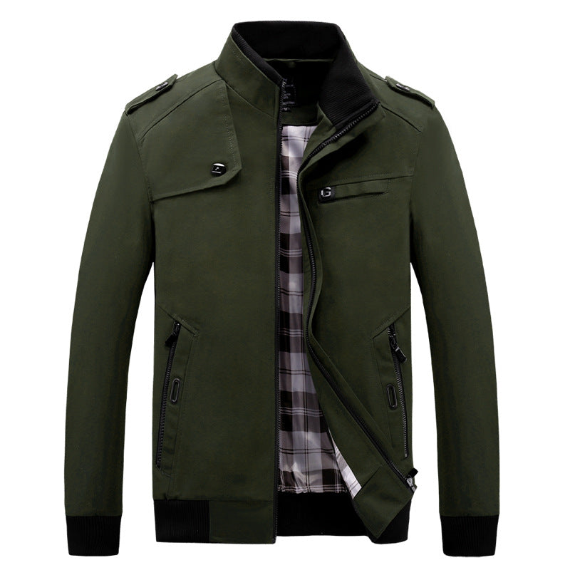 Herren modische Feldjacke mit praktischen Taschen und hohem Kragen Drune