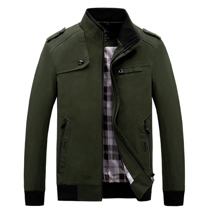 Herren modische Feldjacke mit praktischen Taschen und hohem Kragen Drune