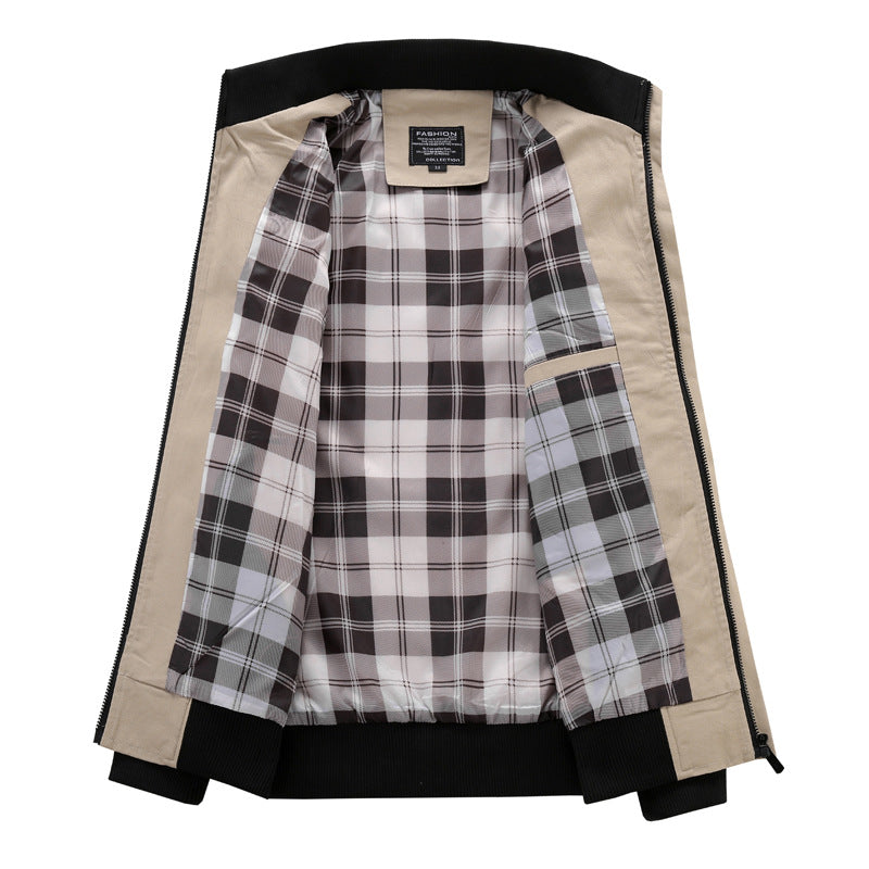 Herren modische Feldjacke mit praktischen Taschen und hohem Kragen Drune