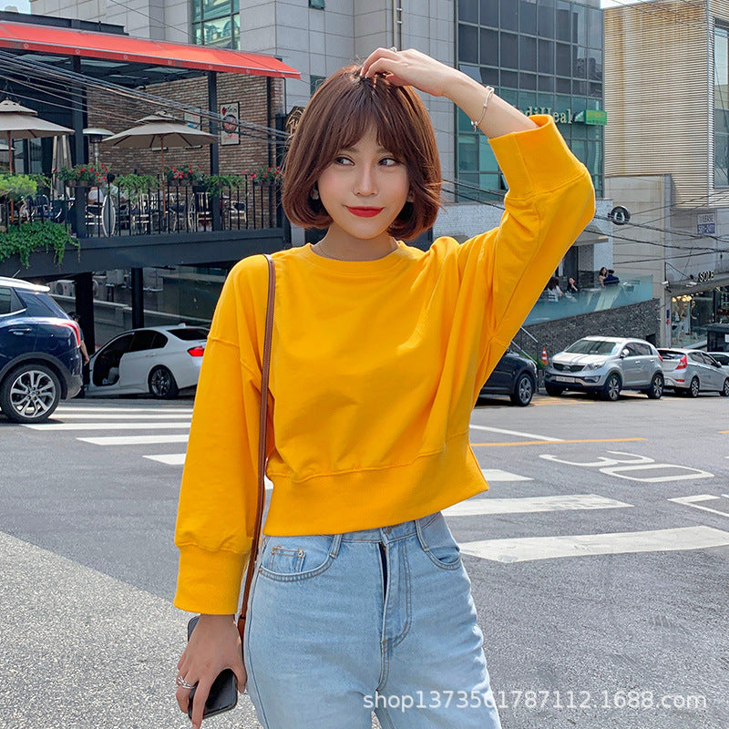 Damen gestreifter cropped Pullover mit Ballonärmeln Drune