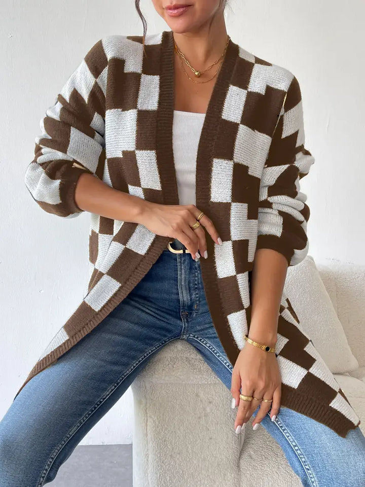 Drune | Karierter Strickcardigan