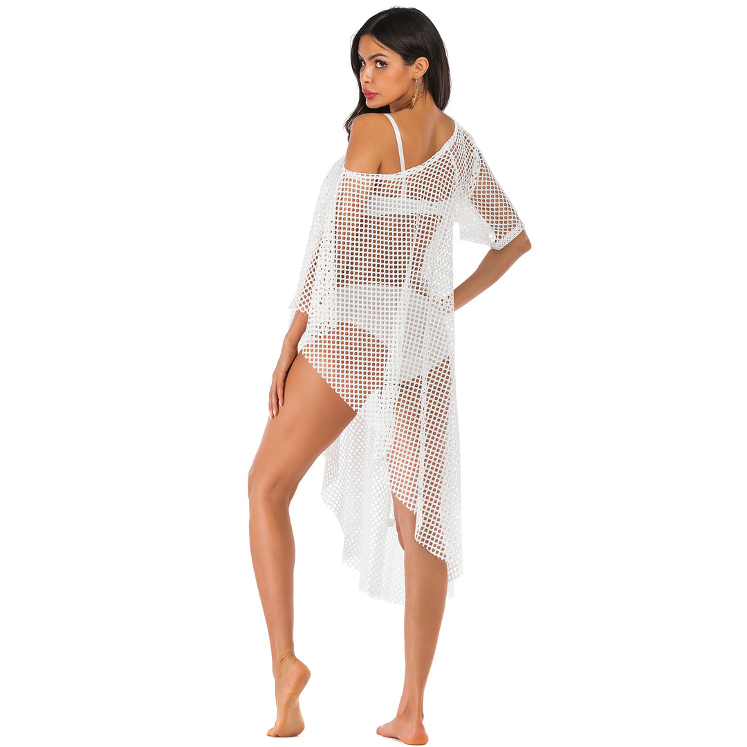 Damen lässiger Netz-Strandüberwurf mit asymmetrischem Schnitt Drune