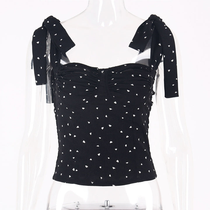 Damen Trägertop mit Rüschendetails und verspieltem Punktedesign Drune