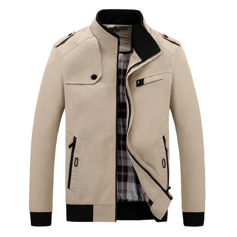 Herren modische Feldjacke mit praktischen Taschen und hohem Kragen Drune