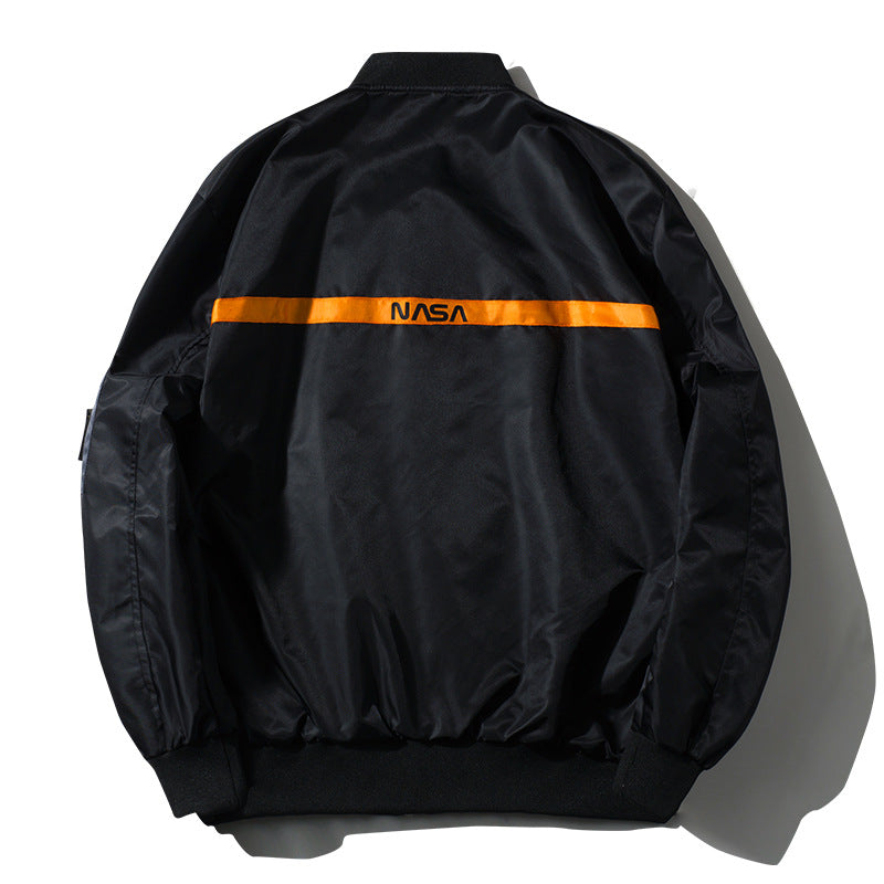 Herren  leichte, von der Luft- und Raumfahrt inspirierte, Zip-Up Bomberjacke mit Utility-Tasche an den Ärmeln Drune