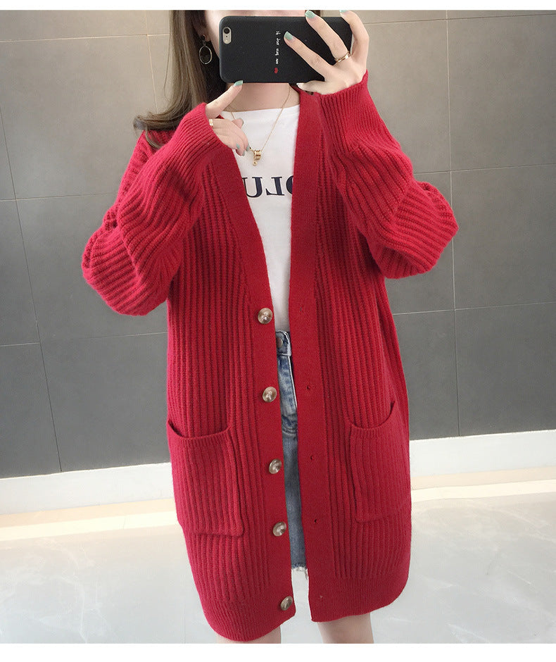 Damen Strickjacke mit Taschen und Knöpfen Drune
