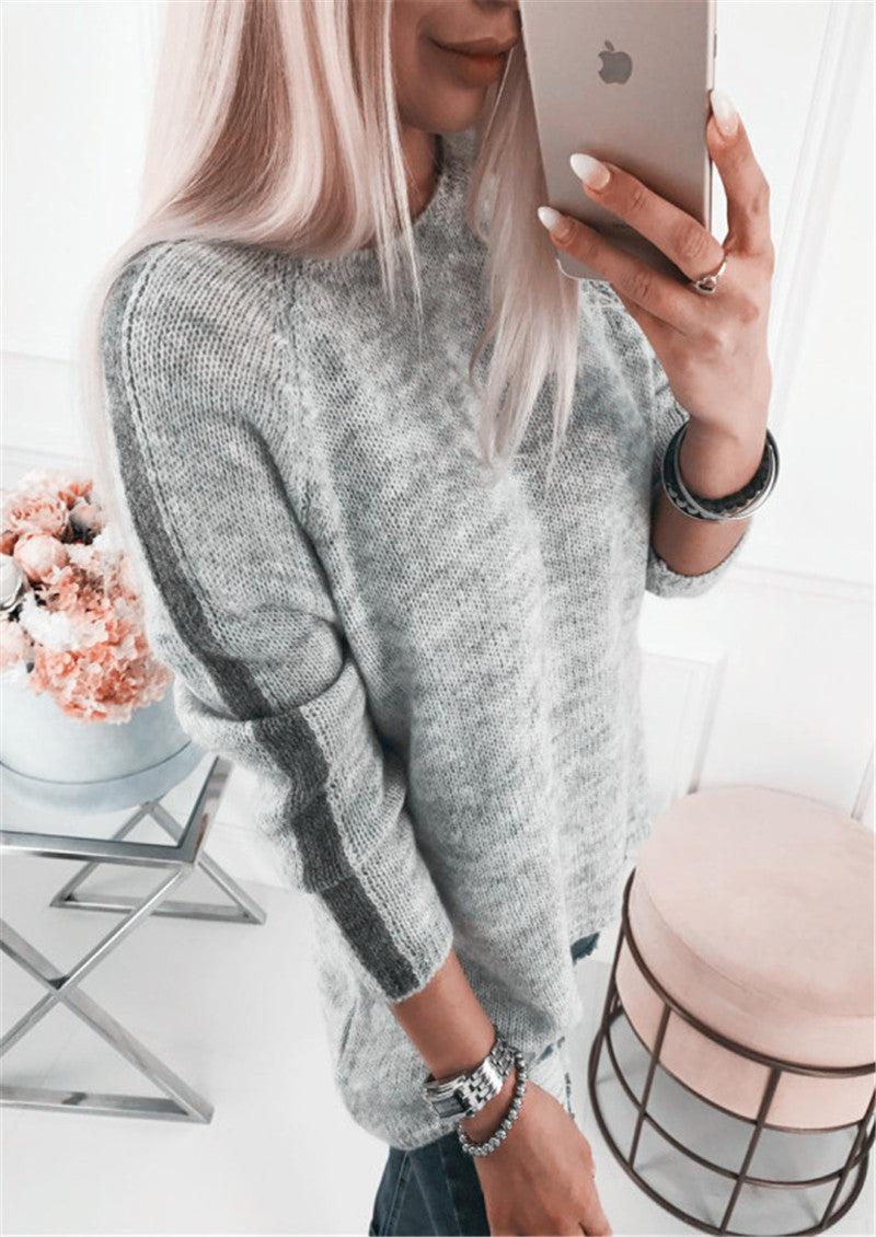 Damen eleganter Strickpullover mit modernem Streifenmuster und lässigem Schnitt Drune
