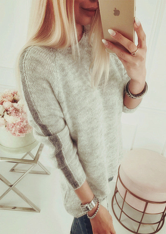 Damen eleganter Strickpullover mit modernem Streifenmuster und lässigem Schnitt Drune