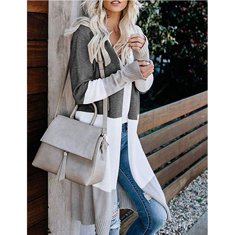 Damen Langarm Strickjacke im modernen Farbblock-Design Drune
