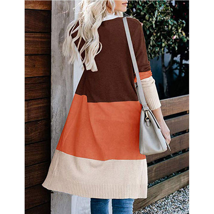 Damen Langarm Strickjacke im modernen Farbblock-Design Drune
