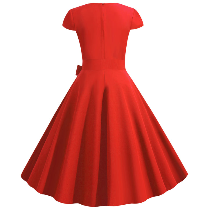 Damen Partykleid mit weitem Rock und eleganter Schleifenbindung Drune