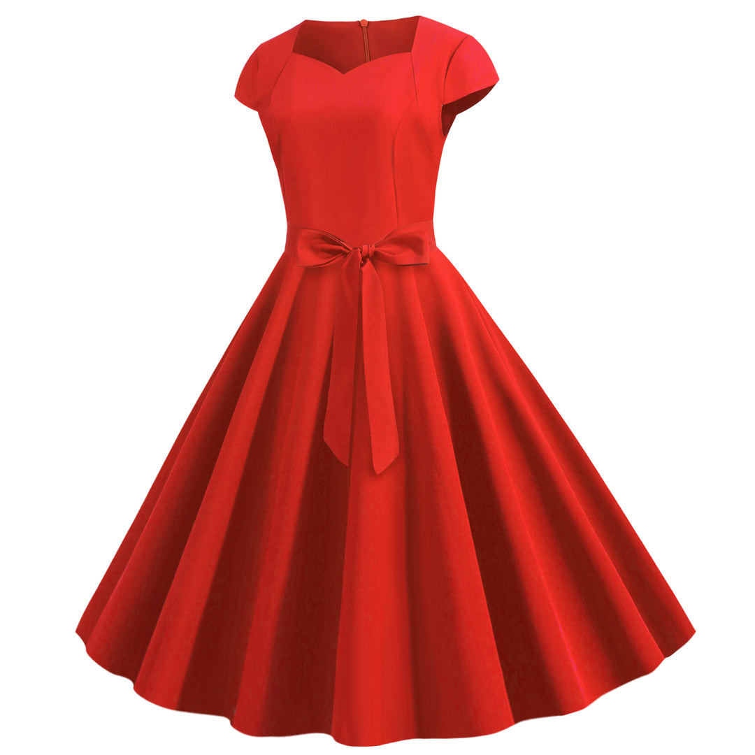 Damen Partykleid mit weitem Rock und eleganter Schleifenbindung Drune