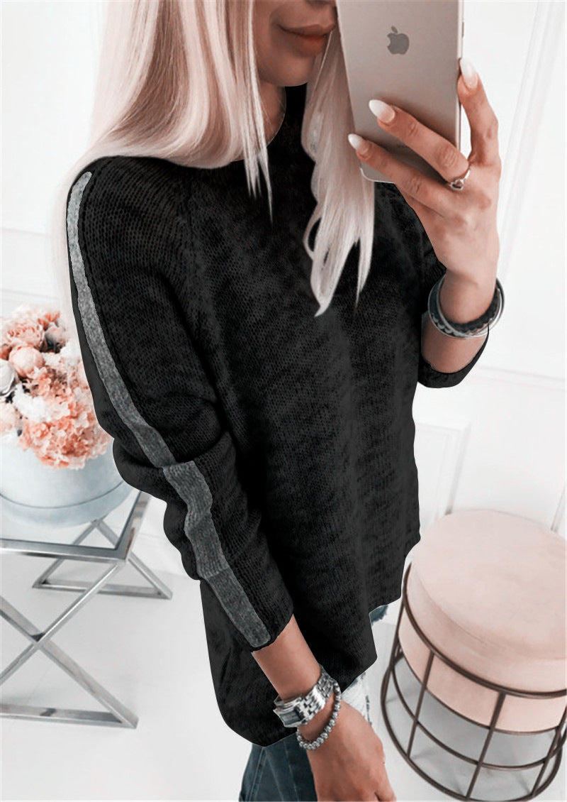 Damen eleganter Strickpullover mit modernem Streifenmuster und lässigem Schnitt Drune