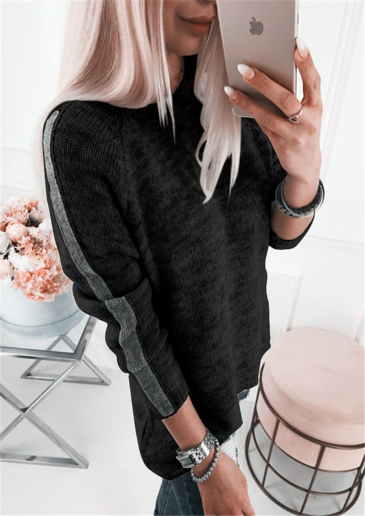 Damen eleganter Strickpullover mit modernem Streifenmuster und lässigem Schnitt Drune