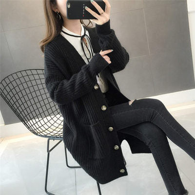 Damen Strickjacke mit Taschen und Knöpfen Drune