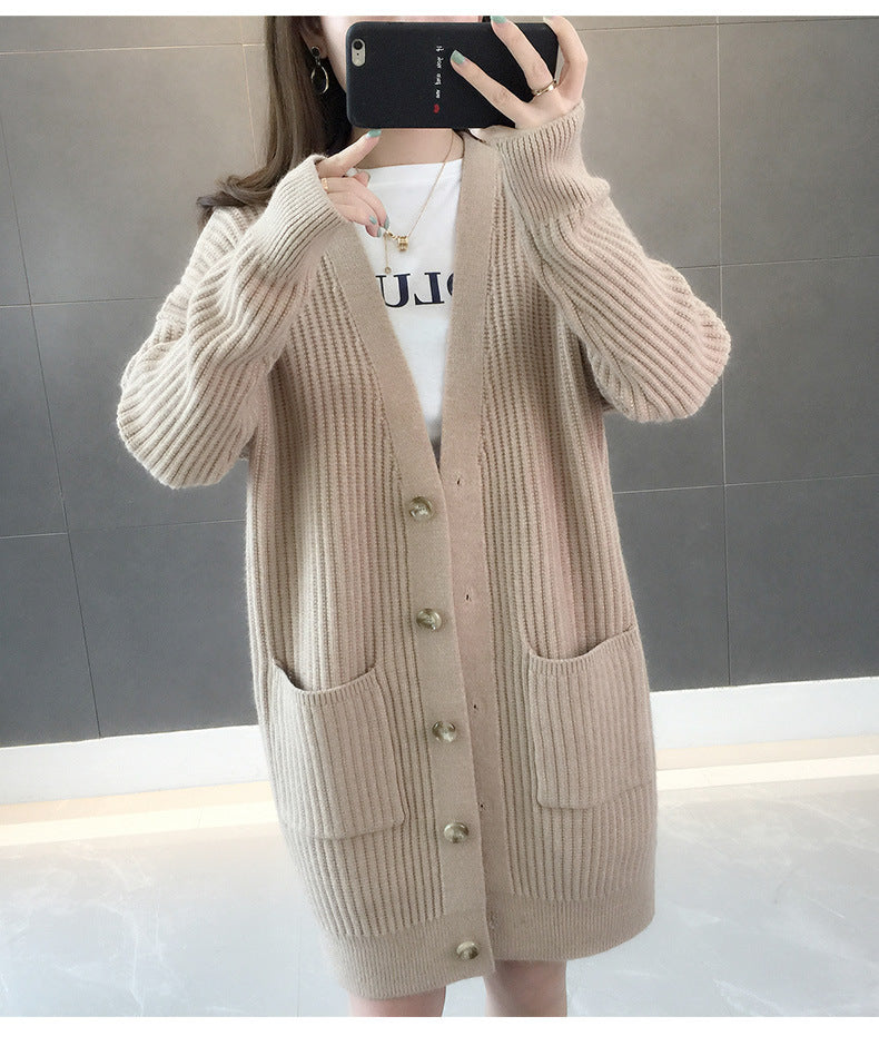 Damen Strickjacke mit Taschen und Knöpfen Drune