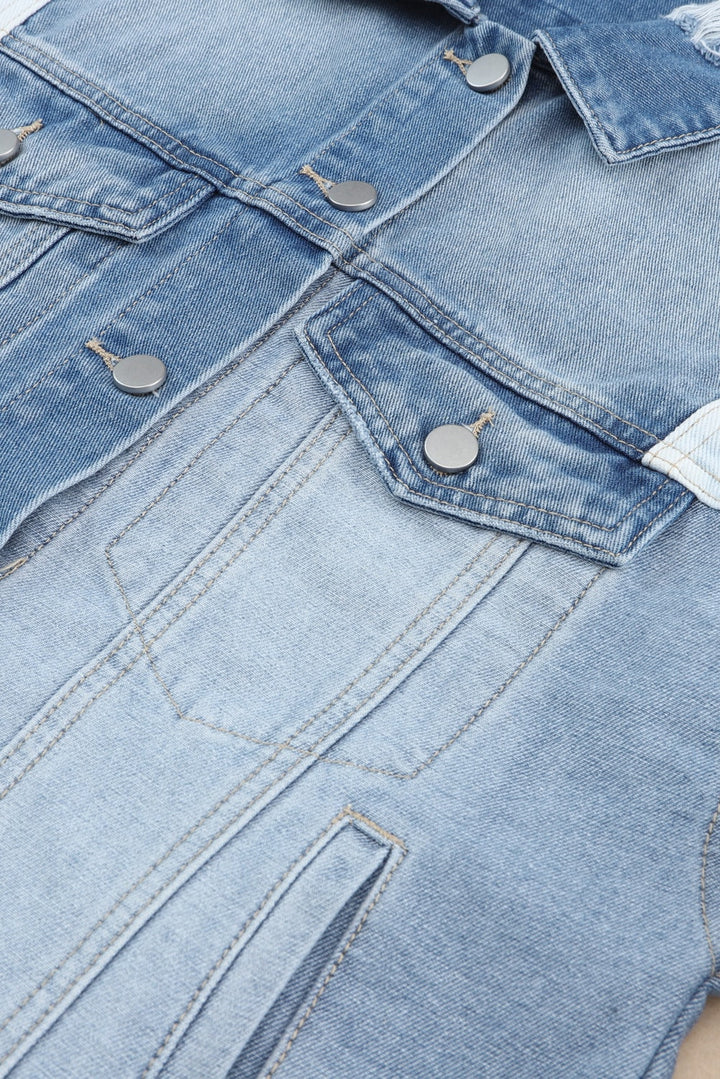 Drune | Denimjacke mit Patchwork und Fransigem Saum Herbst Frauen