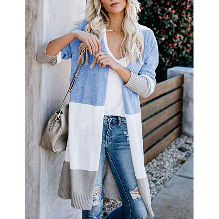 Damen Langarm Strickjacke im modernen Farbblock-Design Drune