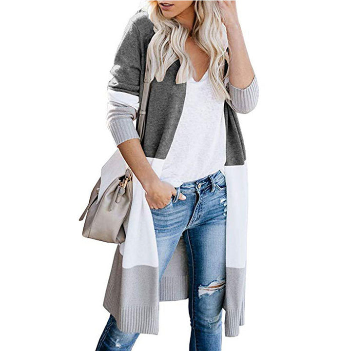 Damen Langarm Strickjacke im modernen Farbblock-Design Drune