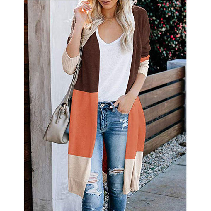 Damen Langarm Strickjacke im modernen Farbblock-Design Drune