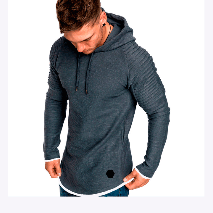 Herren modischer Hoodie mit strukturierten Ärmeln und längerer Passform Drune