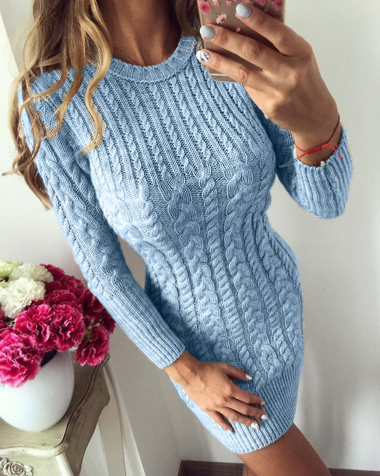 Damen Strickkleid mit wunderbar strukturiertem Zopfmuster Drune