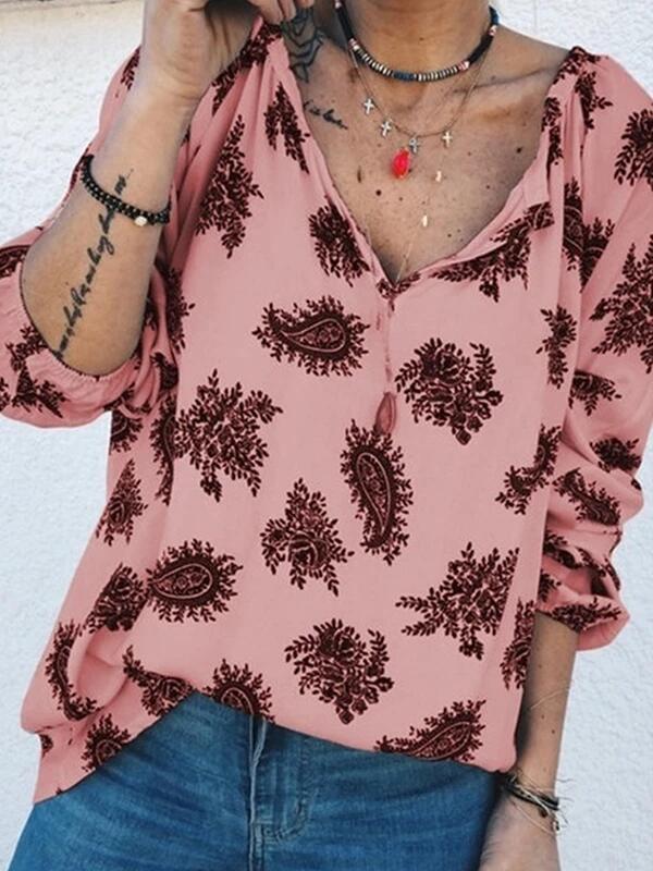 Damen Bluse mit Paisley-Muster und lässigem Schnitt Drune
