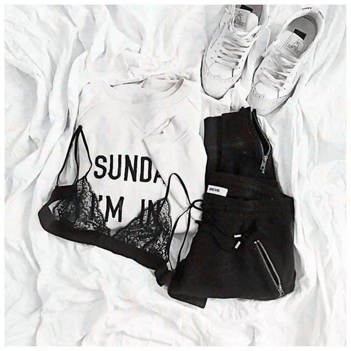 Damen lässiger Sweatshirt mit kreativem Schriftzug Drune
