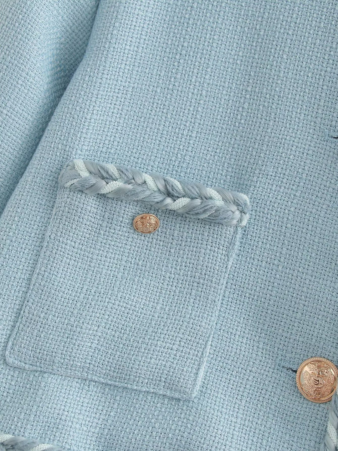Drune | Hellblau Tweedjacke - Elegant & Sophisticated - Knopfverschluss - Schicke Büro- & Freizeitkleidung