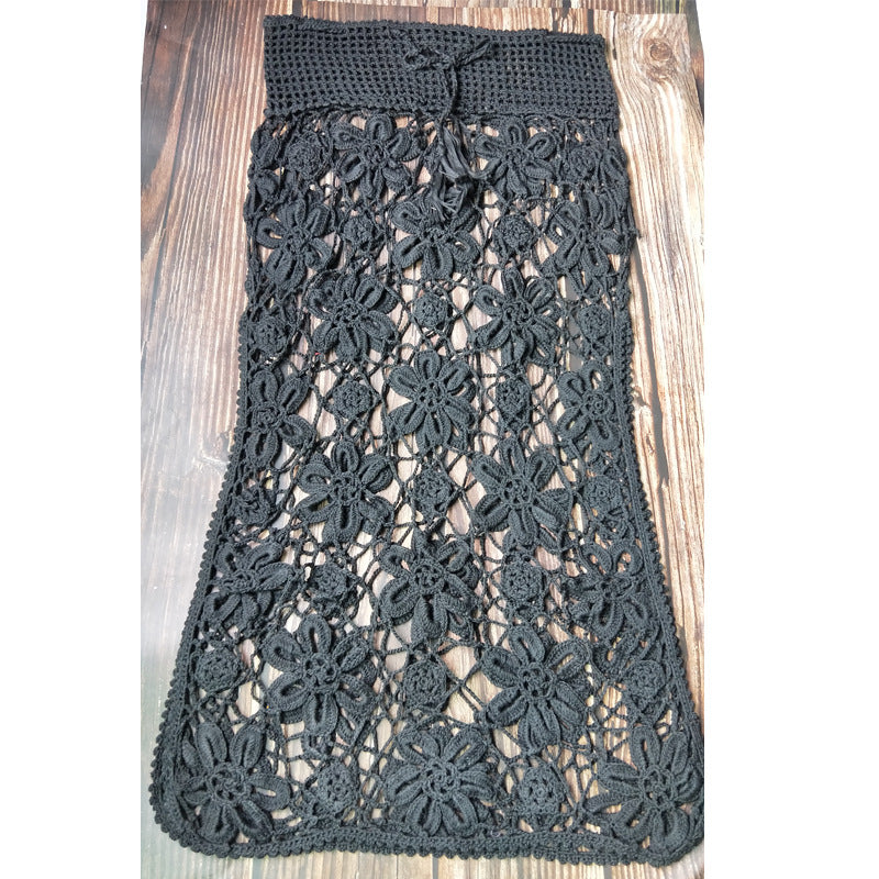 Damen Häkel-Rock mit floralen Mustern und elastischem Bund Drune