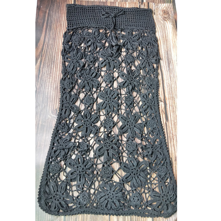 Damen Häkel-Rock mit floralen Mustern und elastischem Bund Drune