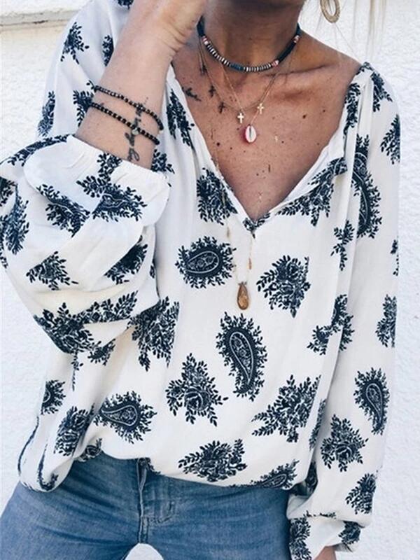 Damen Bluse mit Paisley-Muster und lässigem Schnitt Drune