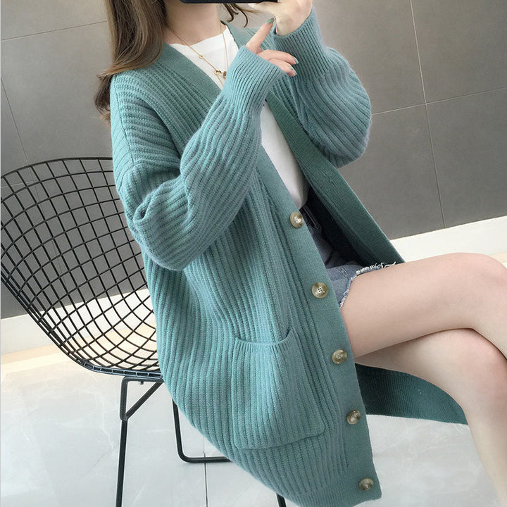 Damen Strickjacke mit Taschen und Knöpfen Drune