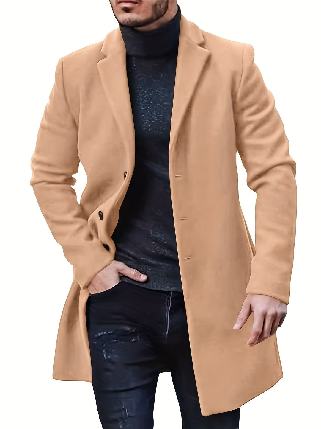 Drune | Elegante mittellange Winterjacke mit einfacher Knopfverschluss für Männer - Ideal für den Winter